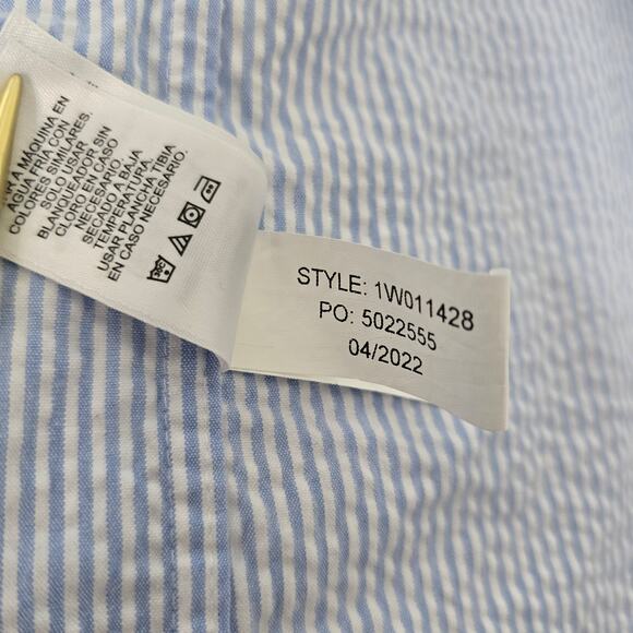 Vineyard Vines Seersucker Shirt Men S Short Sleeves Stretch Blue Striped Whale - Picture 13 of 13